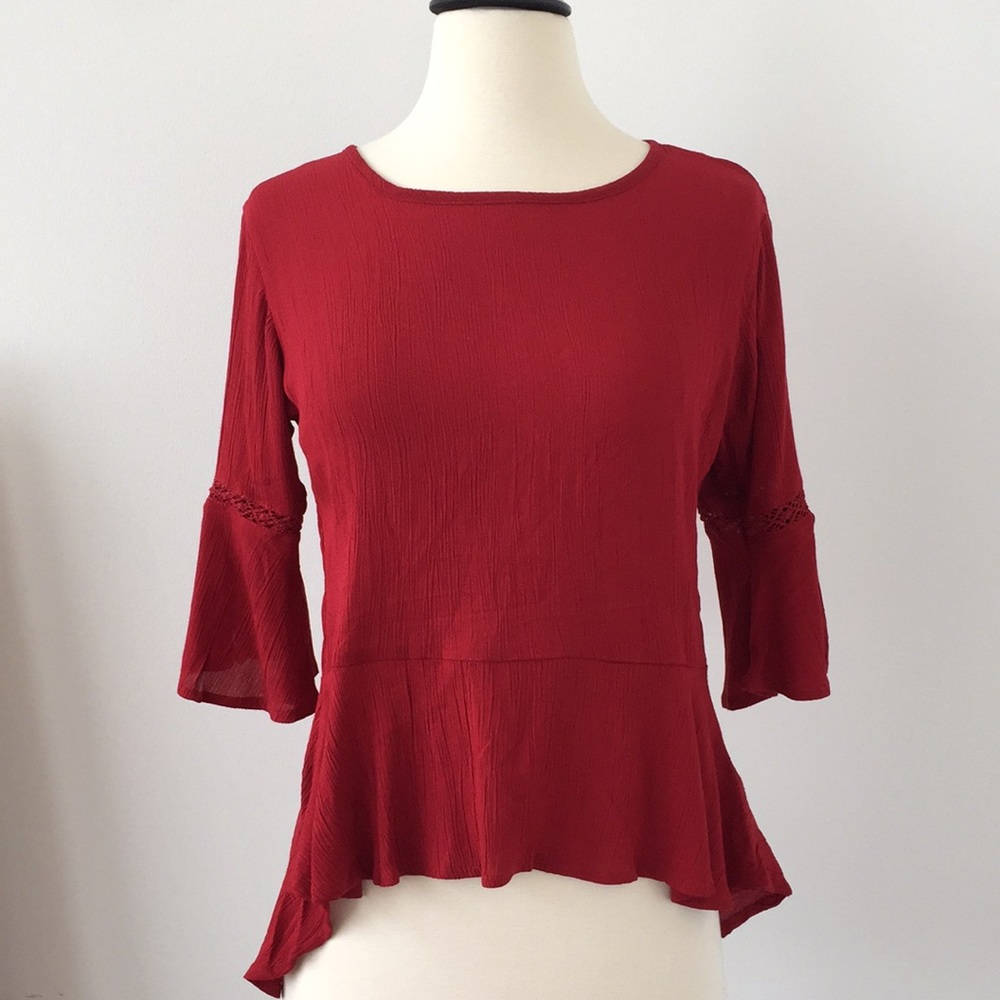 Anthropologie boho 3/4 sleeve blouse top shirt XS